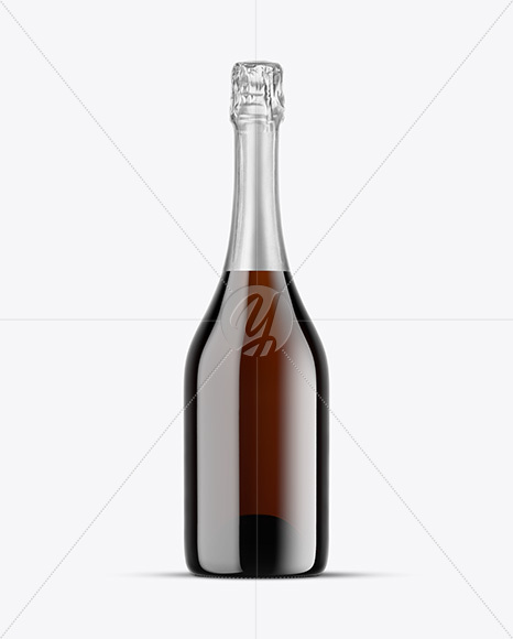 Amber Glass Champagne Bottle Mockup