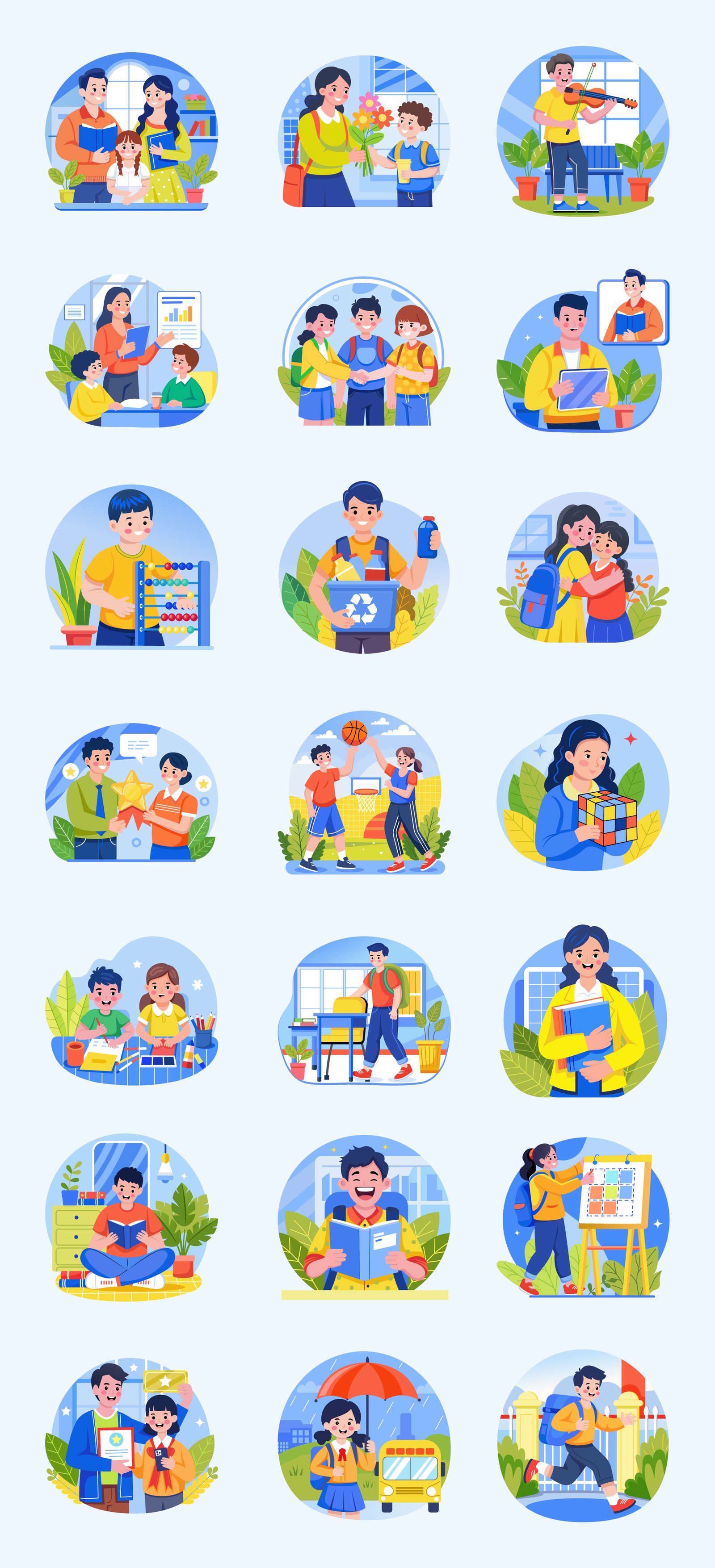 School Illustration Art Set