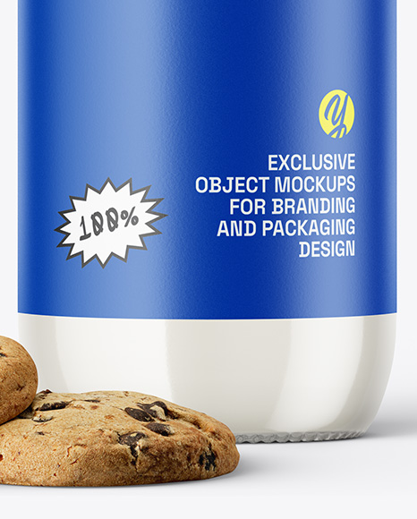 Clear Glass Bottle With Milk Mockup