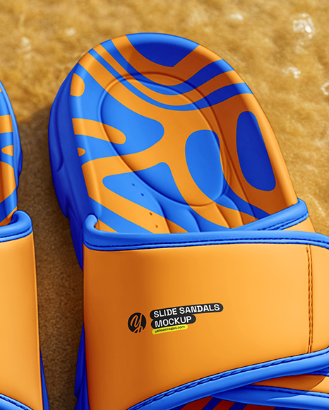 Velcro Slide Sandals on the Beach Mockup