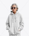 Old Woman Wearing Oversize Hoodie & Sweatpants Mockup