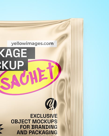 Glossy Metallic Sachet Mockup