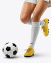 Female Soccer Player Wearing Jersey and Shorts Mockup