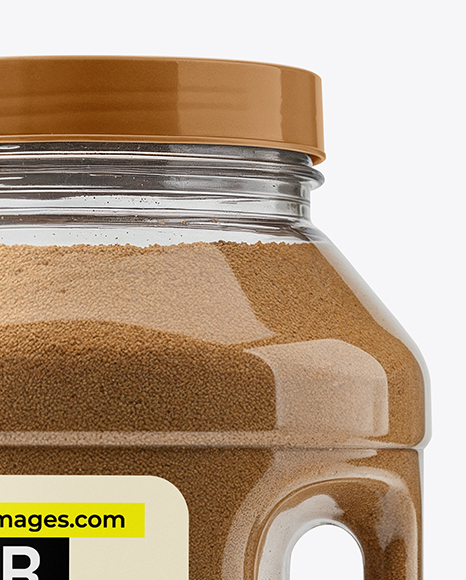 Clear Plastic Jar with Grounded Coriander Mockup