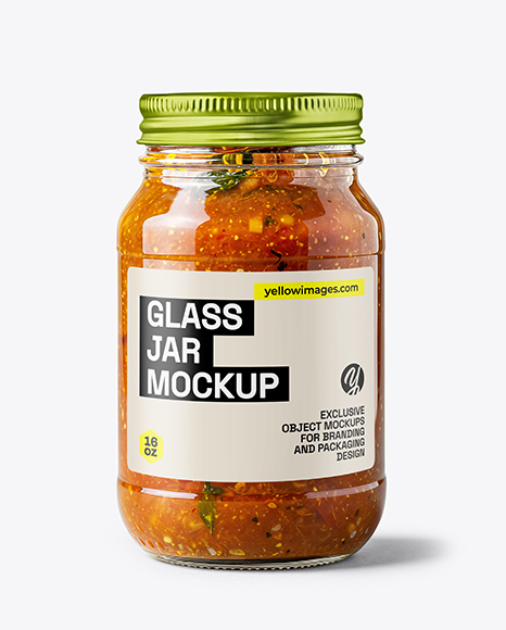 Clear Glass Jar with Tomato Chutney Mockup