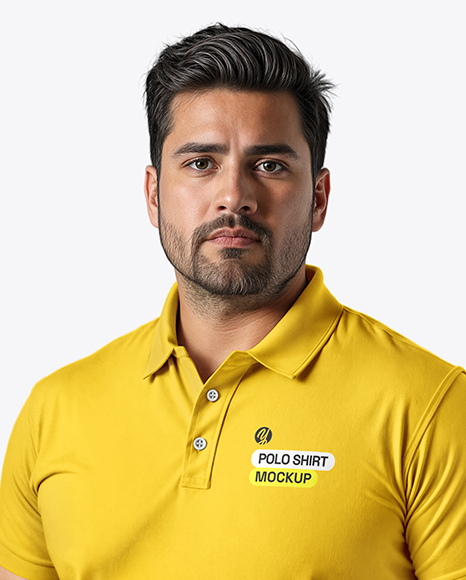 Plus Size Male Model Wearing Polo Shirt and Jeans Mockup
