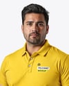 Plus Size Male Model Wearing Polo Shirt and Jeans Mockup