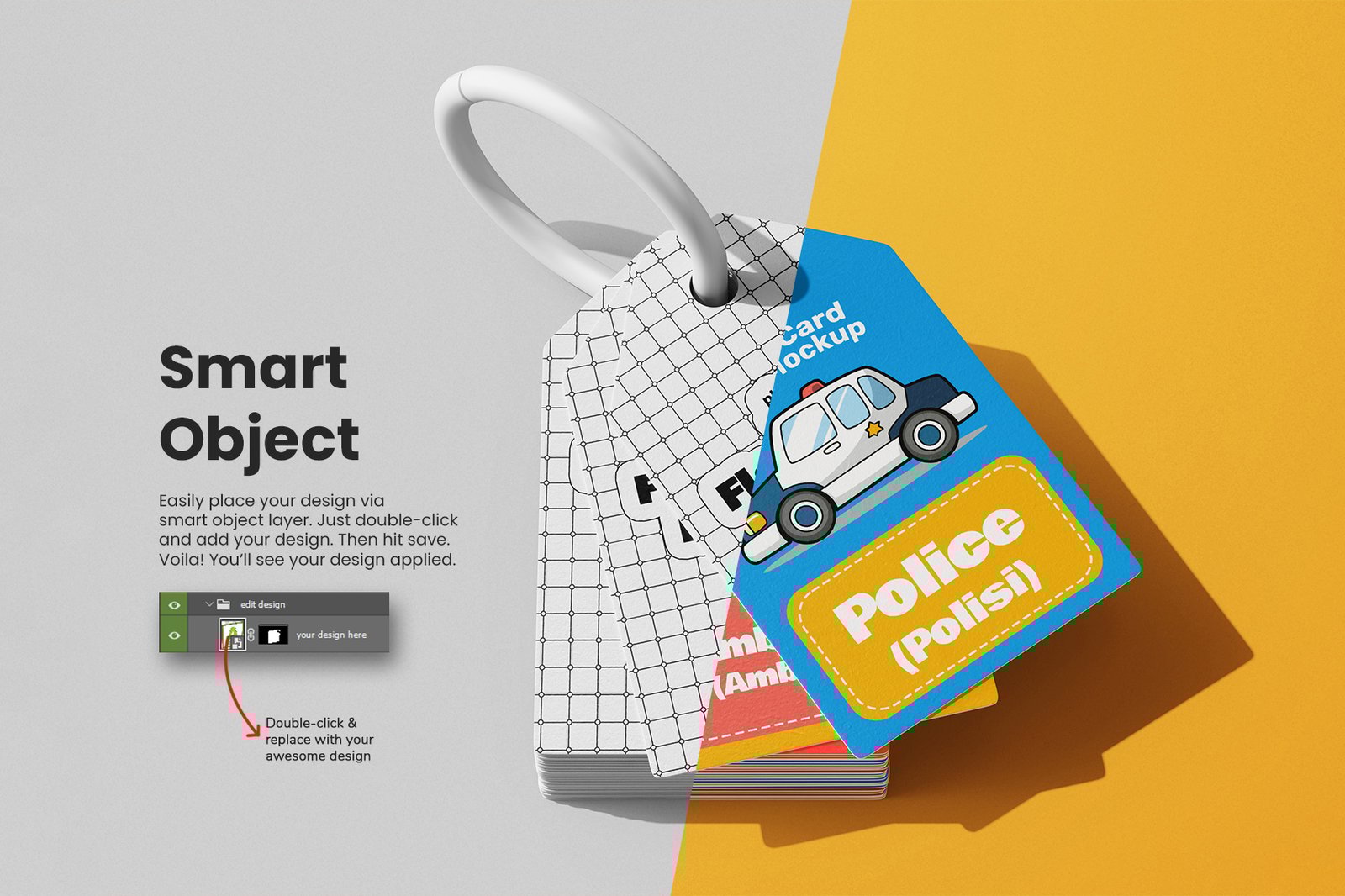 Educational Flash Card PSD Mockup Set