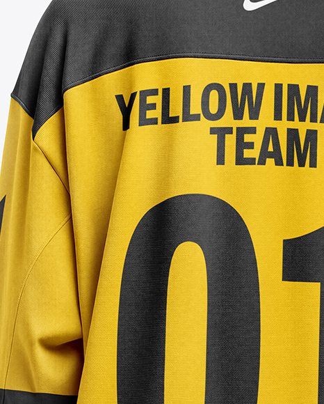 Woman Wearing Ice Hockey Jersey and Cap Mockup