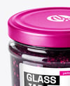 Clear Glass Jar with Blueberry Jam Mockup