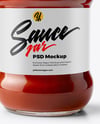 Glass Jar with Tomato Paste Mockup