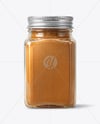 Square Glass Jar with Cinnamon Powder Mockup