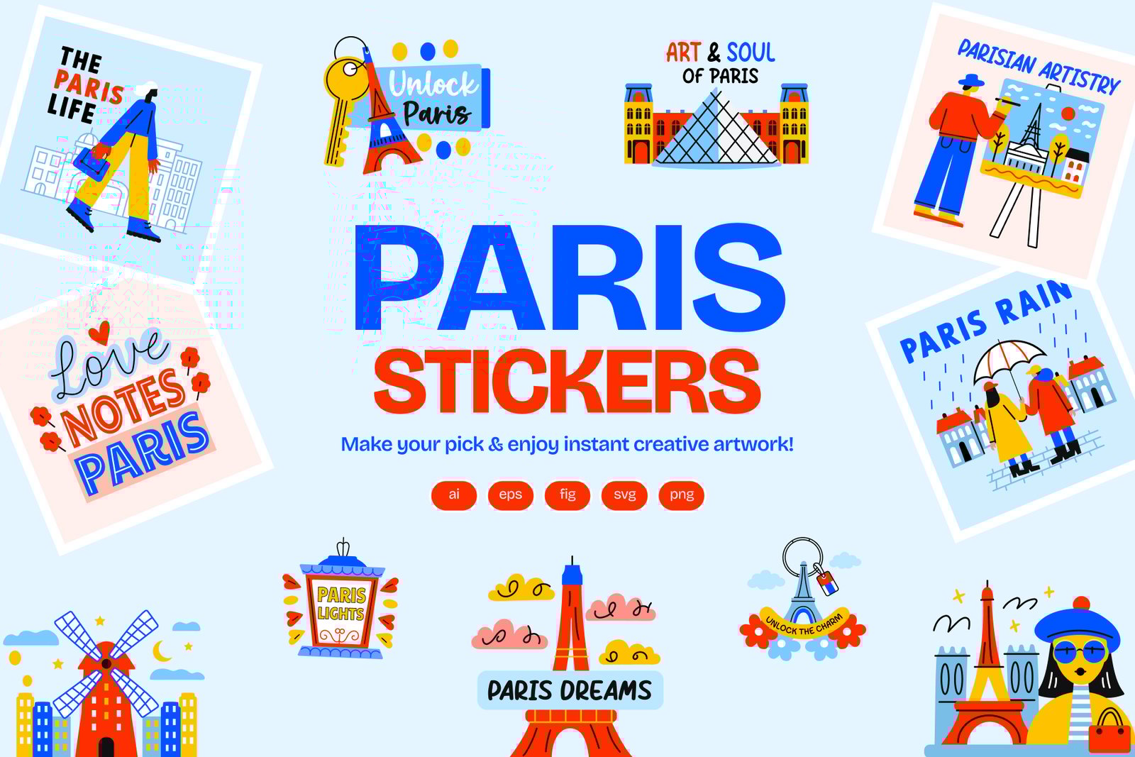 Paris Stickers Set