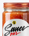 Clear Glass Jar with Salsa Sauce Mockup