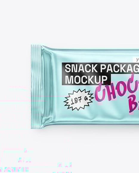 Glossy Metallic Snack Package Mockup