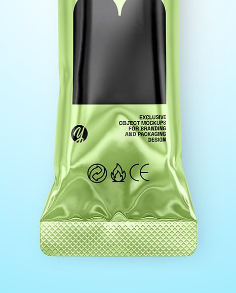 Glossy Metallic Stick Sachet Mockup