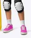 Girl in Protective Gear with Skateboard Mockup