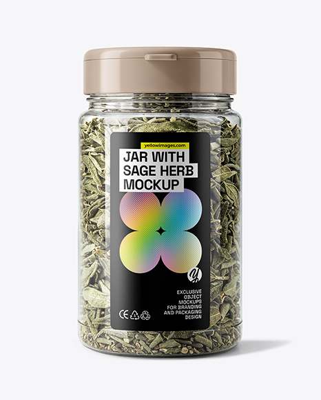 Plastic Jar with Sage Herb Mockup - Plastic cup mockup