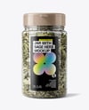 Plastic Jar with Sage Herb Mockup