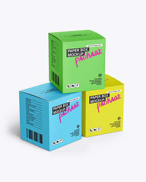 Three Paper Boxes Mockup