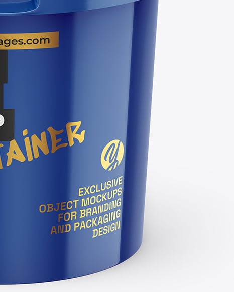 Glossy Plastic Bucket with Handle Mockup