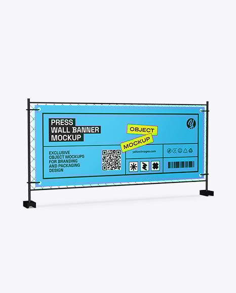 Press Wall Banner Mockup – Half Side View - Pull up banner mockup