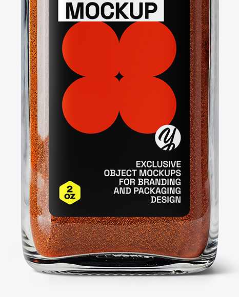Square Glass Jar with Smoked Paprika Mockup