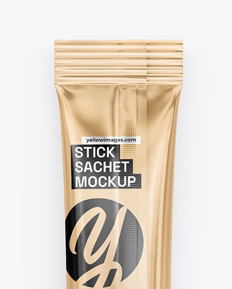 Glossy Metallic Stick Sachet Mockup