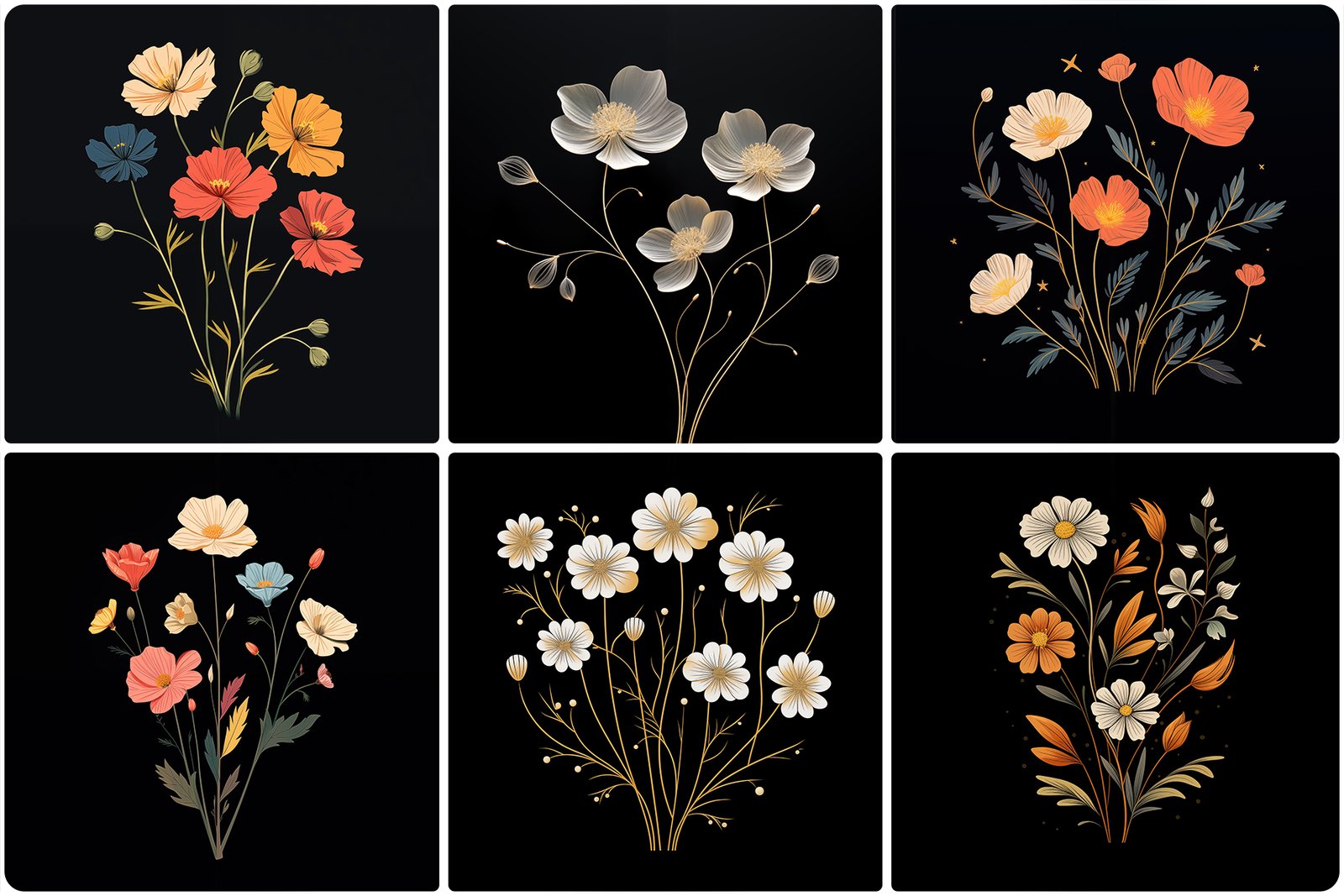 120 Flowers Poster Illustration Backgrounds
