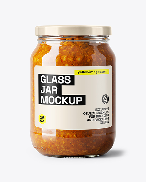 Glass Jar with Meat Ragu Mockup - Sauce bottle mockup