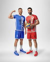 Two Men Wearing Full Volleyball Uniform Mockup