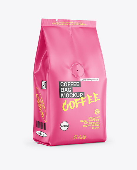 Matte Coffee Bag Mockup - Half Side view