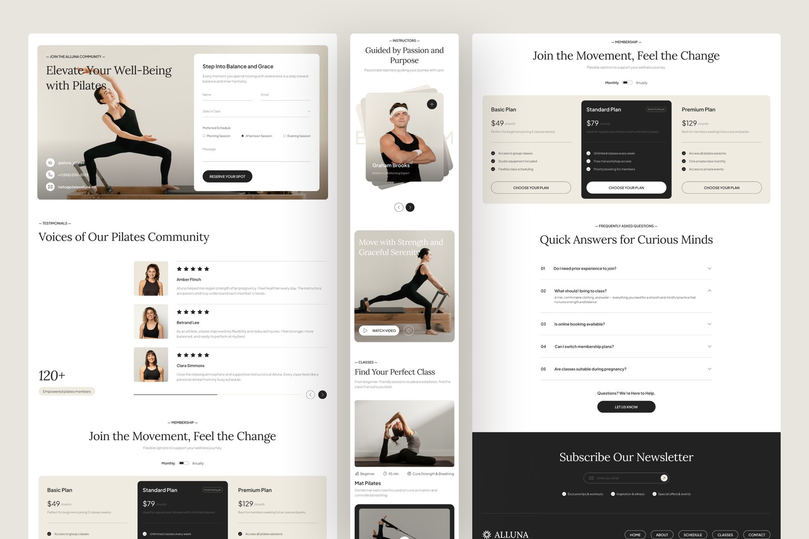 Alluna – Pilates Studio Landing Page Figma Template
