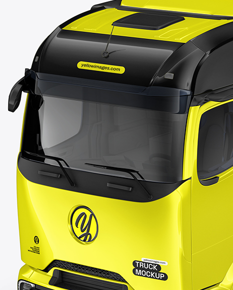 Semi Trailer Truck Mockup - Half Side View