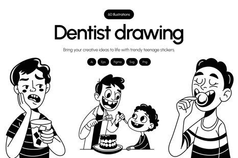 Dentist Drawing Illustration - Illustrations