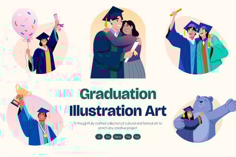 Graduation Illustration Art Set