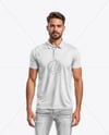 Man Wearing Polo Shirt and Jeans Mockup