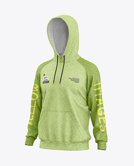 Men's Heather Hoodie Mockup - Half Side View