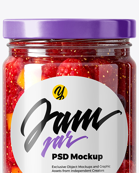 Glass Jar with Mixed Fruits Preserves Mockup