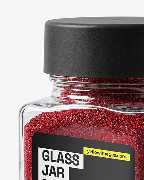 Square Glass Jar with Sumac Spice Mockup