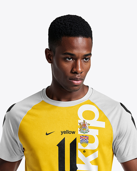 Soccer Player Wearing Raglan Jersey and Shorts Mockup