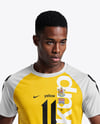 Soccer Player Wearing Raglan Jersey and Shorts Mockup