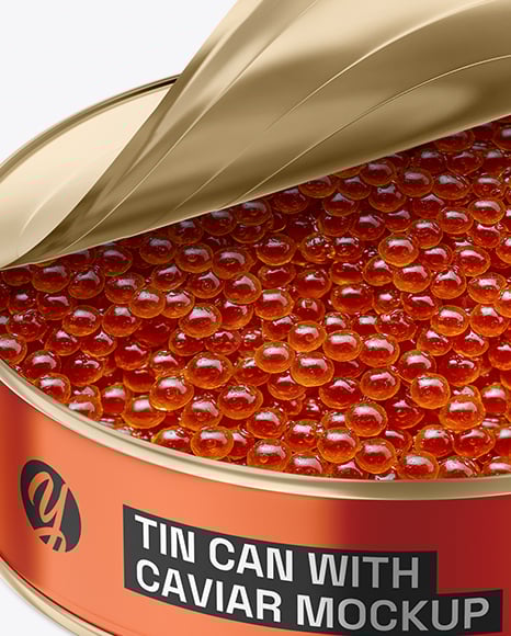 Opened Tin Can w/ Red Caviar Mockup