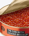 Opened Tin Can w/ Red Caviar Mockup