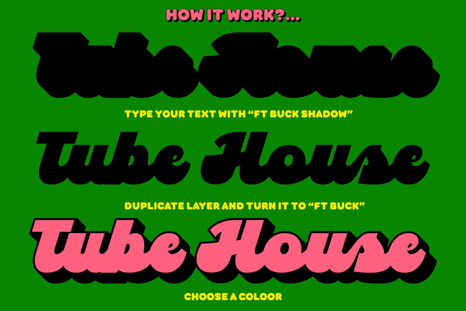 Ft Buck Shadow Font + Free Vector Illustration