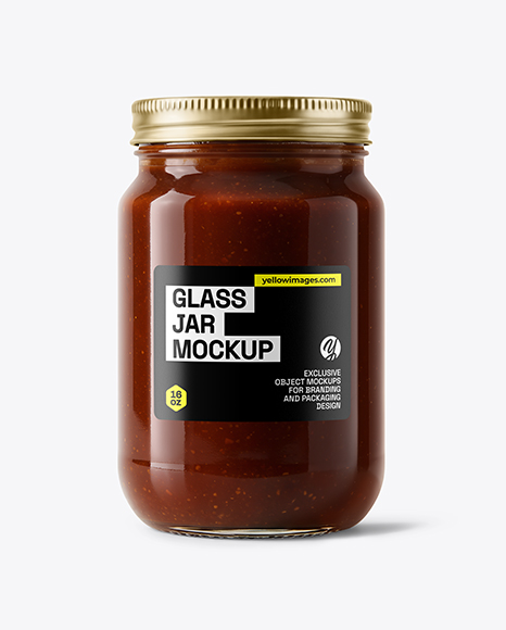 Clear Glass Jar with Barbecue Sauce Mockup - Sauce bottle mockup