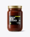 Clear Glass Jar with Barbecue Sauce Mockup