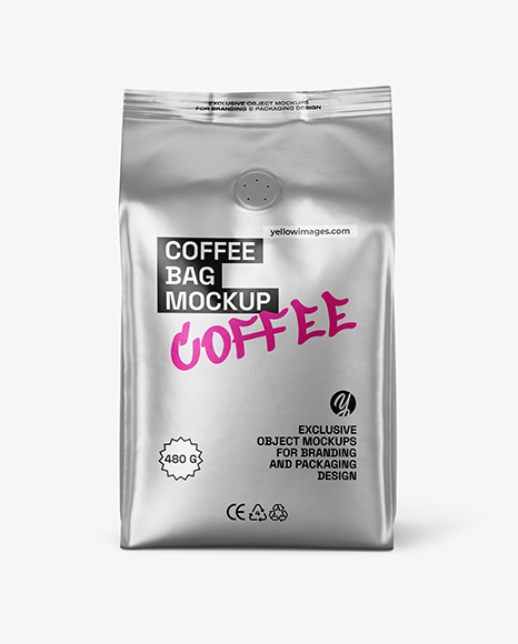 Metallic Coffee Bag with Valve Mockup