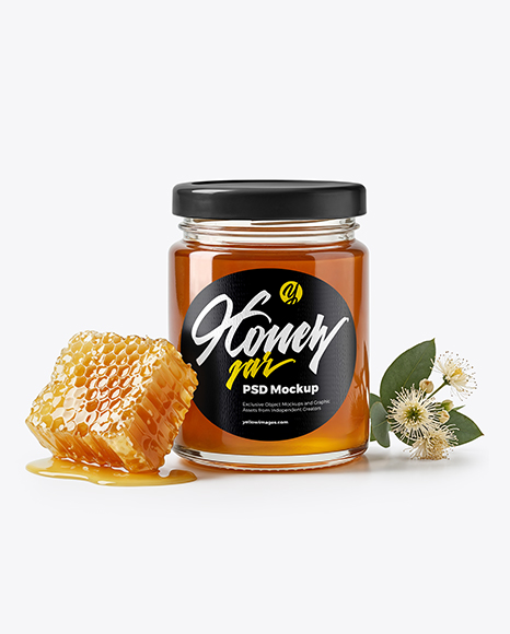 Glass Jar with Eucalyptus Honey Mockup