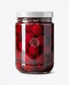 Glass Jar with Cherry Jam Mockup